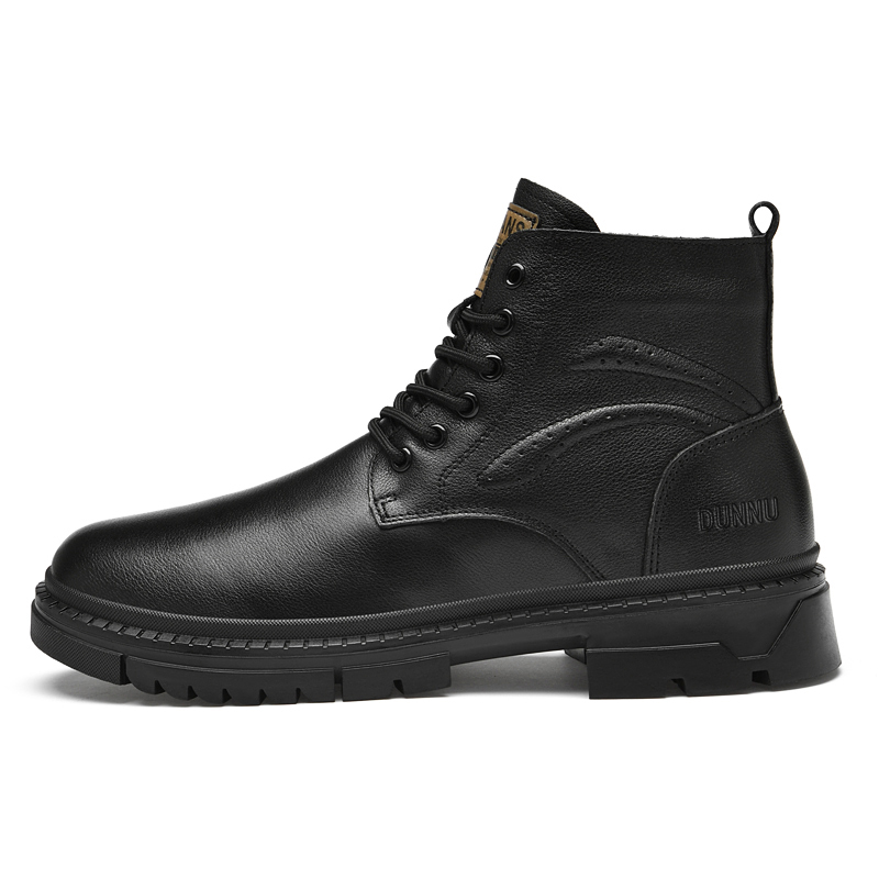 

Dunnu Мужские ботинки Martin черные с черной флисовой подкладкой, цвет Black Fleece-Lined