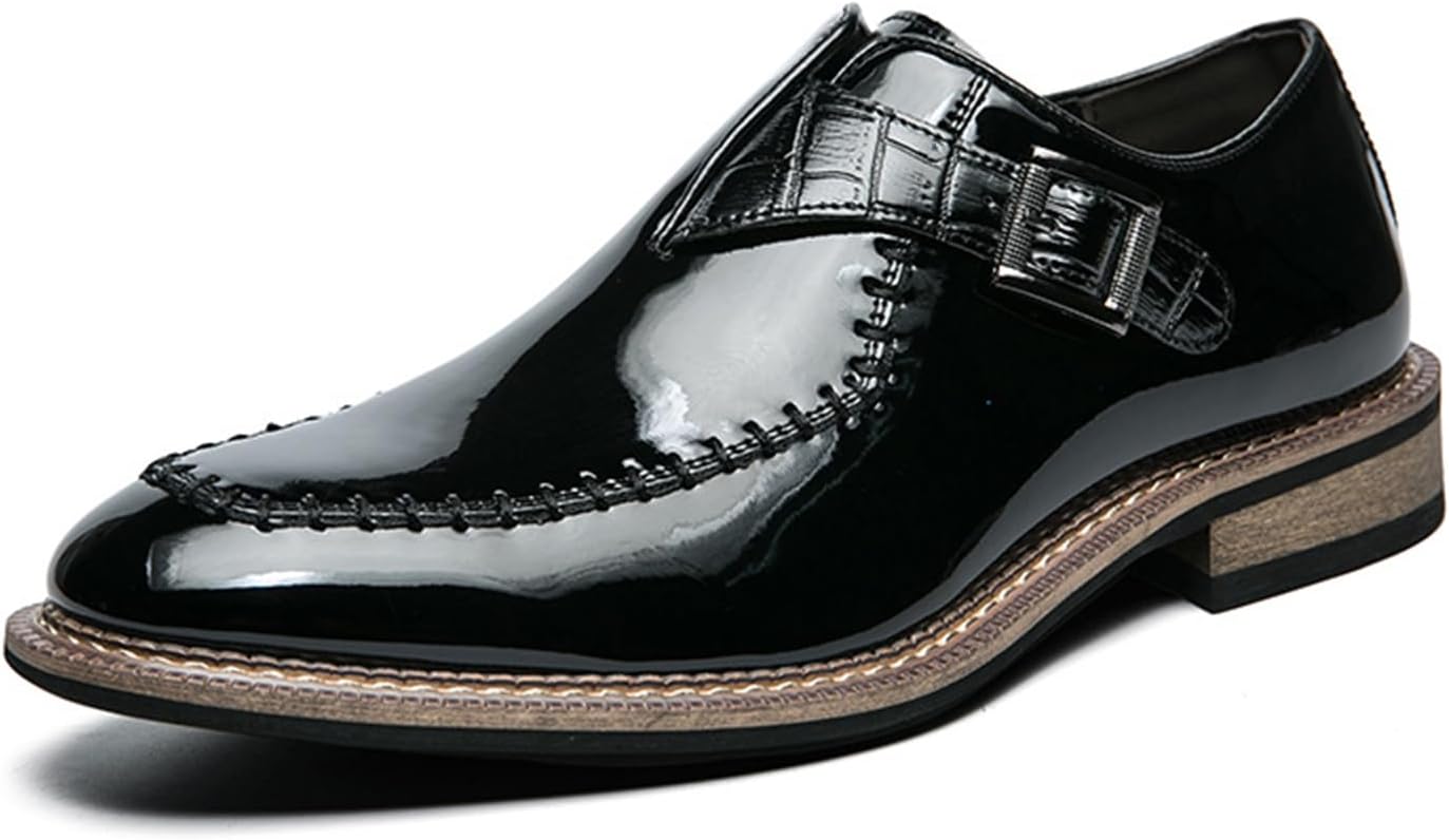 

Мужские оксфорды на массивном каблуке с пряжкой, заостренным носком, деловые туфли, лоферы без шнуровки, броги Ephirebra, черный