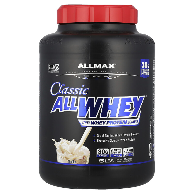 

ALLMAX, AllWhey Classic, 100%-ный сывороточный белок, французская ваниль, 5 фунтов (2,27 кг)