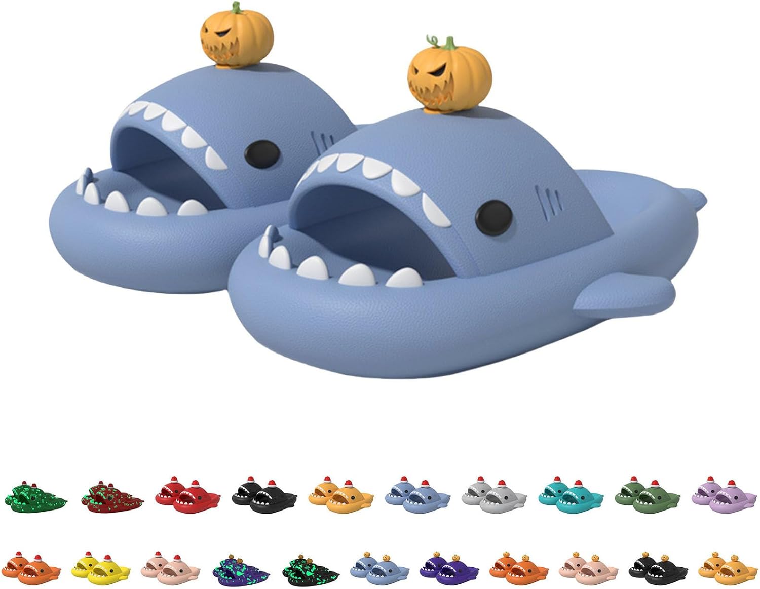 

Сланцы с акулой на Хэллоуин, рождественские сланцы с акулой, облачные сланцы с акулой 3D мультяшные тапочки для женщин и мужчин Generic, синий
