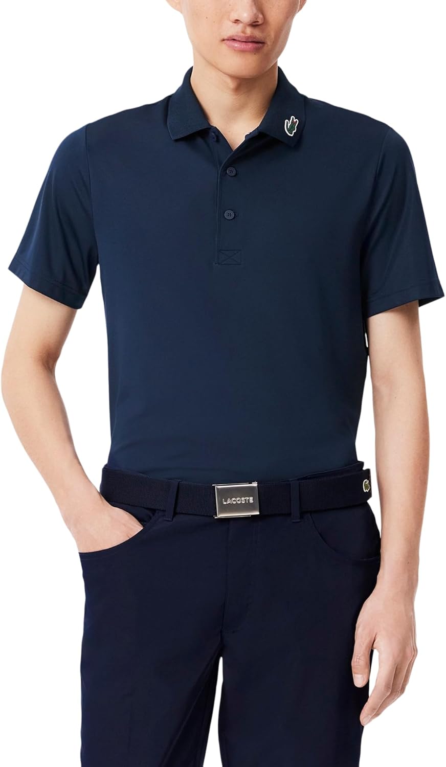 Поло Lacoste, мужское, спортивное, с защитой от ультрафиолета, темно-синее
