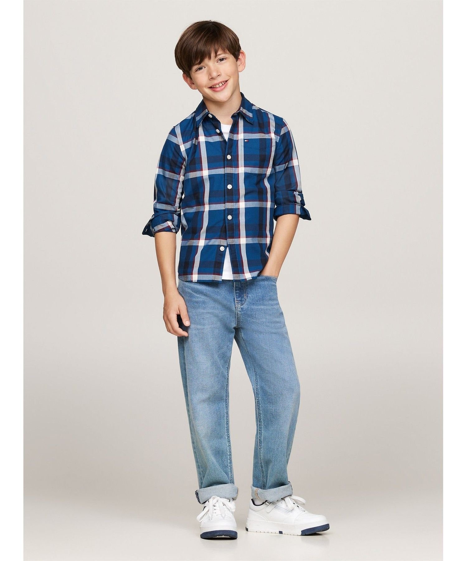 (K) Футболка в клетку "Мальчики Томми Хилфигера" TOMMY HILFIGER, Blue — фото 4
