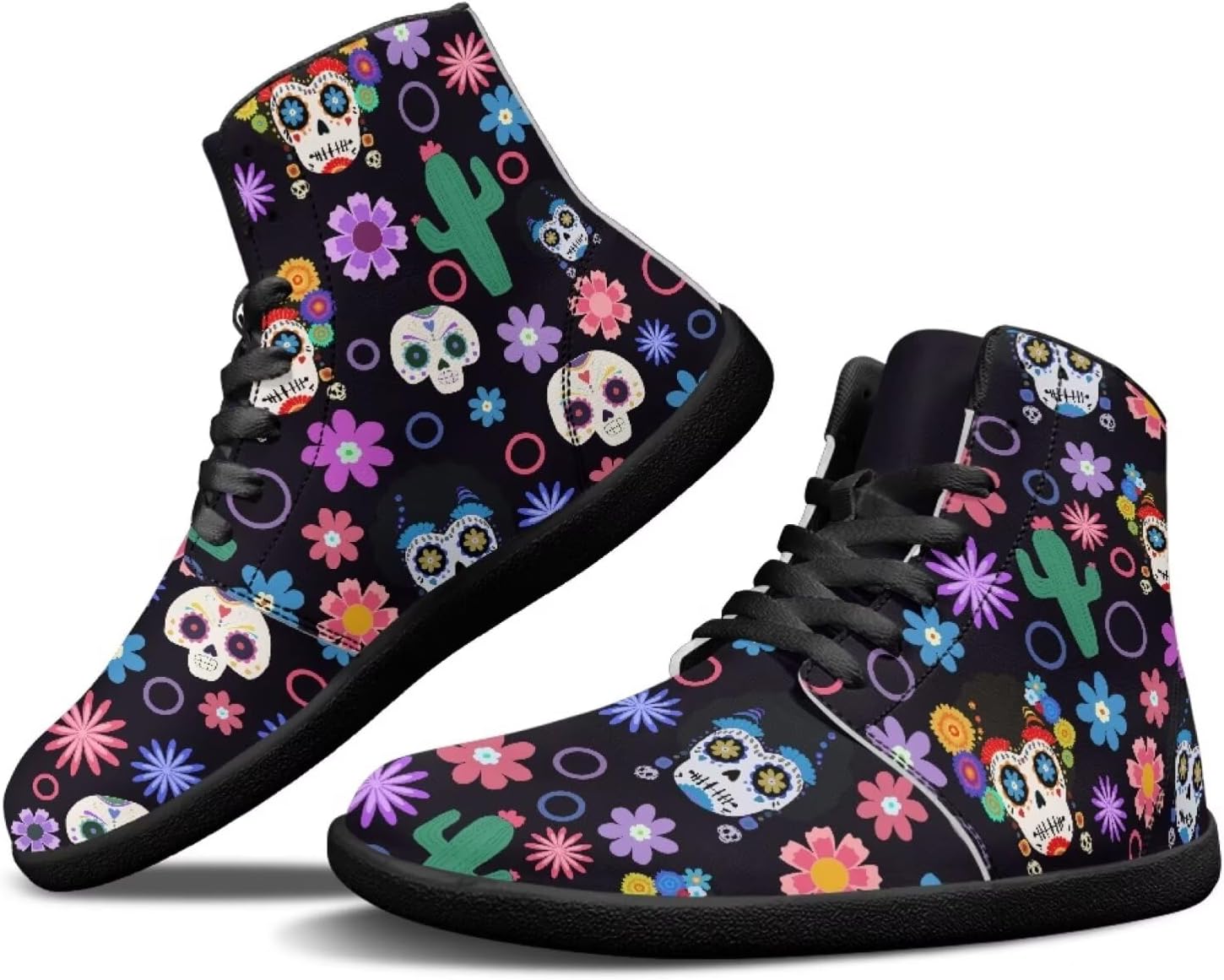 

Высокие кроссовки Binienty для мужчин и женщин, шнуровка, босоножки, модные кроссовки с широкой носочной частью, водные туфли, спортивная обувь для улицы, Sugar Skull Hawaii Floral