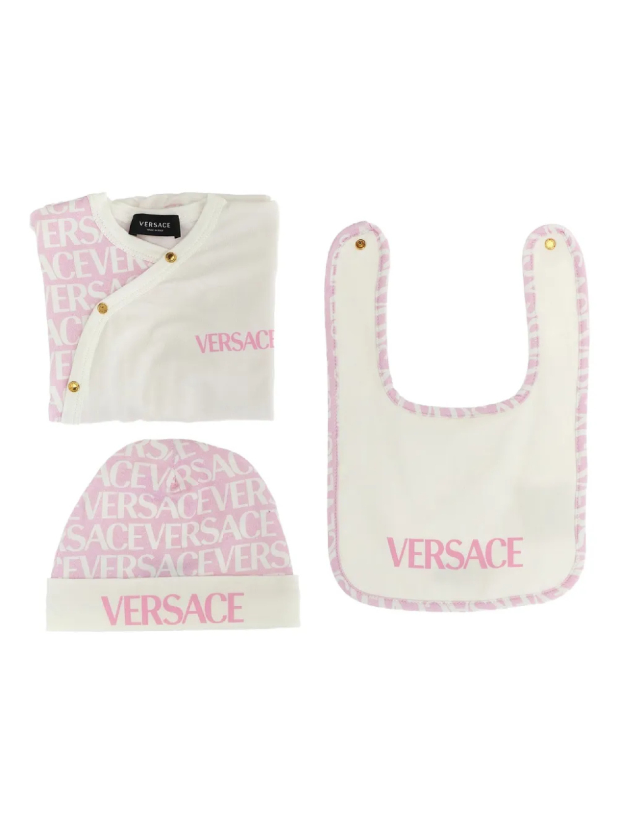 

Комплект для новорожденного с принтом логотипа Versace Kids, розовый