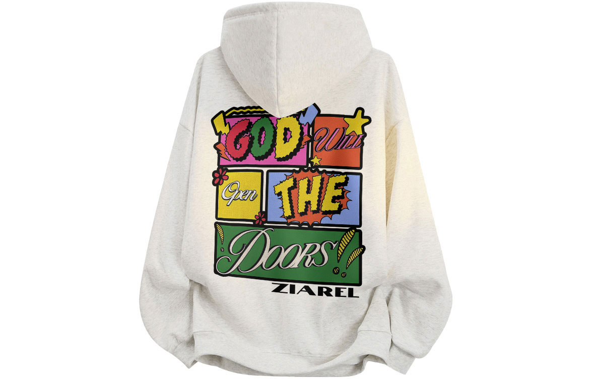 

Толстовка Unisex Hooded Moderate Heavyweight ZIAREL, белый heather серый