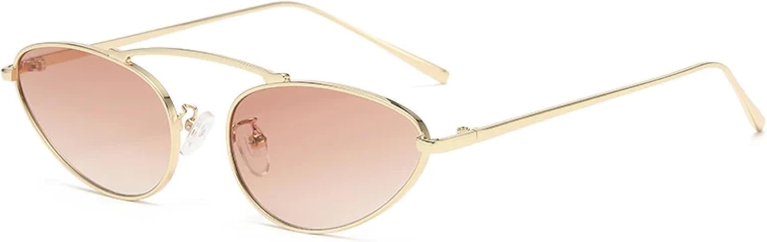 

Солнцезащитные очки с защитой от УФ-излучения UV400 | Треугольная оправа «кошачий глаз» из металла, овальная форма | Для женщин и мужчин, для занятий спортом на открытом воздухе и вождения DSVIGF, Gold Brown