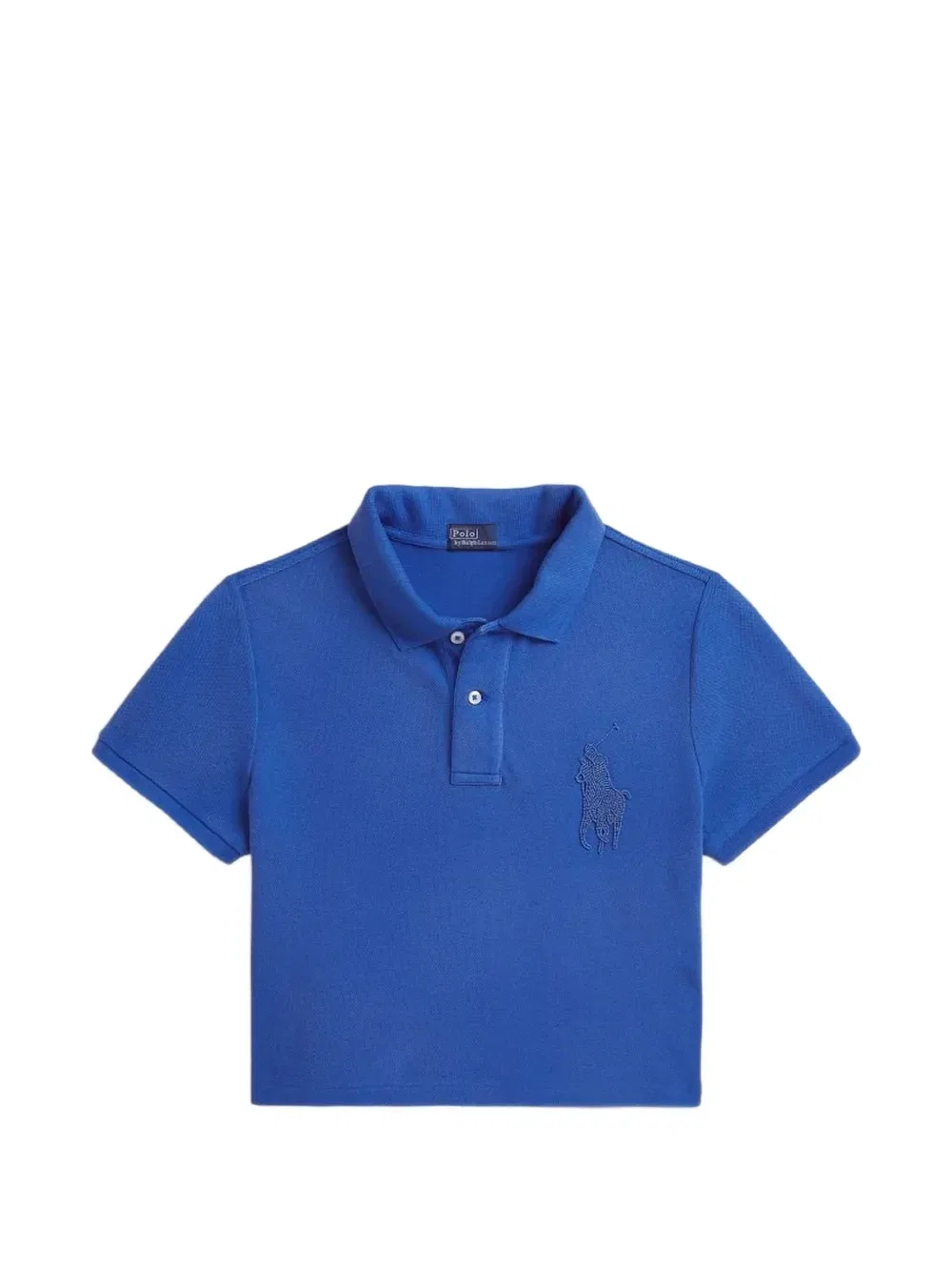 Укороченная футболка поло из пике POLO RALPH LAUREN, синий