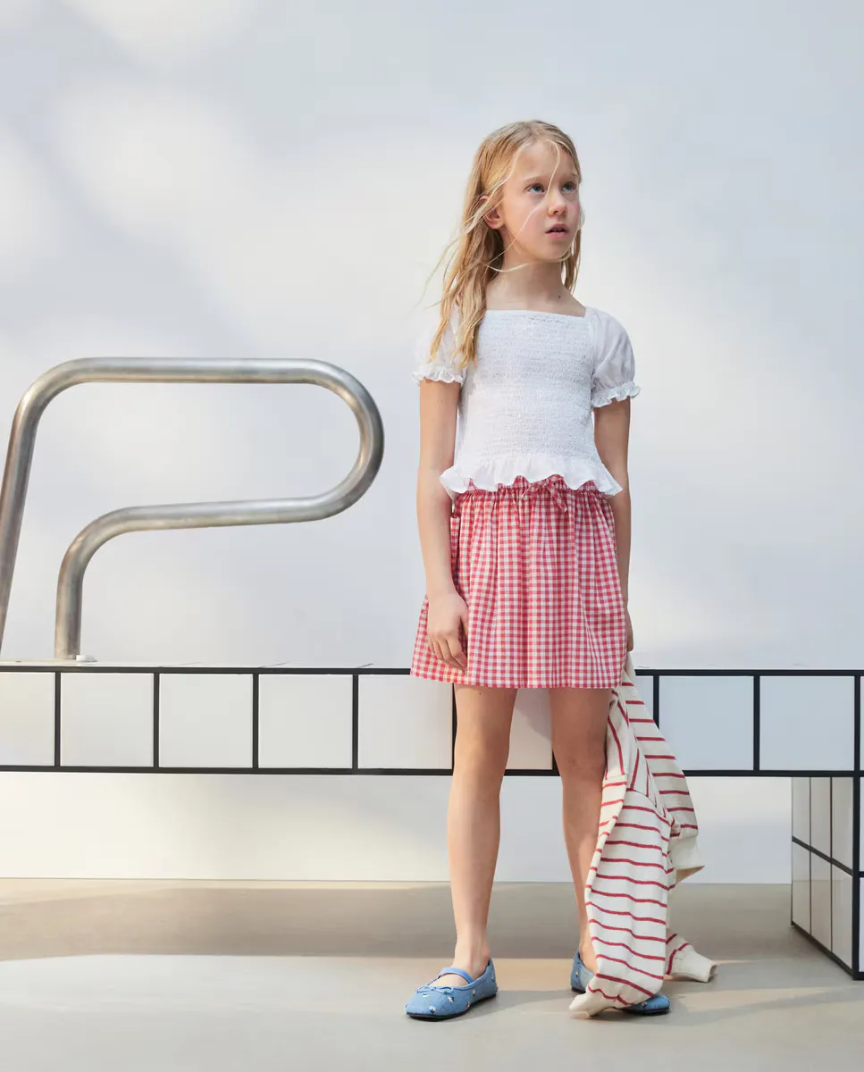 

Струящаяся юбка в клетку для девочек с боковыми карманами Kids El Corte Inglés, красный