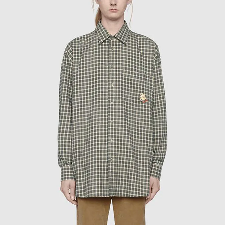 Рубашка оверсайз GUCCI Tricolor Plaid, в клетку, весна-осень — фото 4