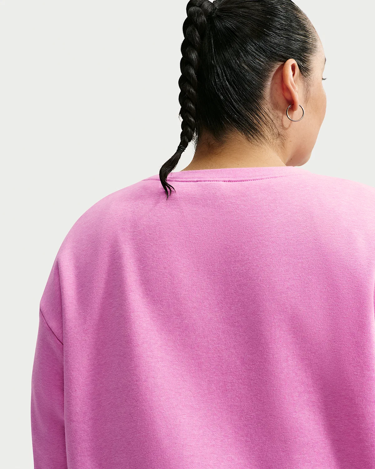 Женский свободный свитшот с круглым вырезом (плюс сайз) Nike Sportswear Club Fleece, Light Magenta/Heather/White — фото 2