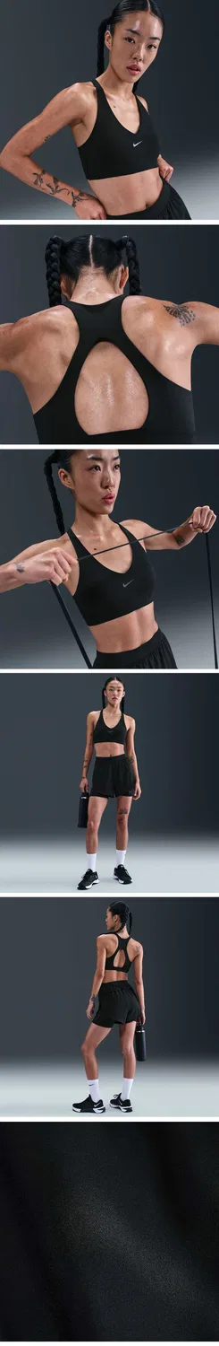 Женский спортивный бюстгальтер Nike Universa со средней поддержкой и вкладышами, чёрный — фото 2