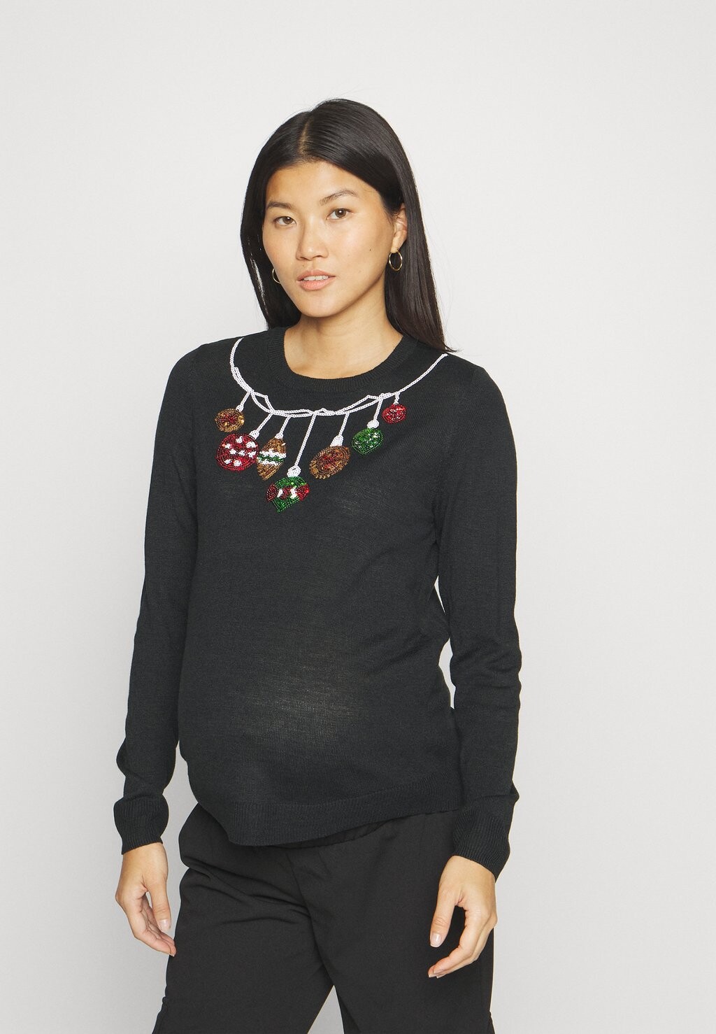 

Свитшот ONLY MATERNITY OLMXMAS, черный/фенечка