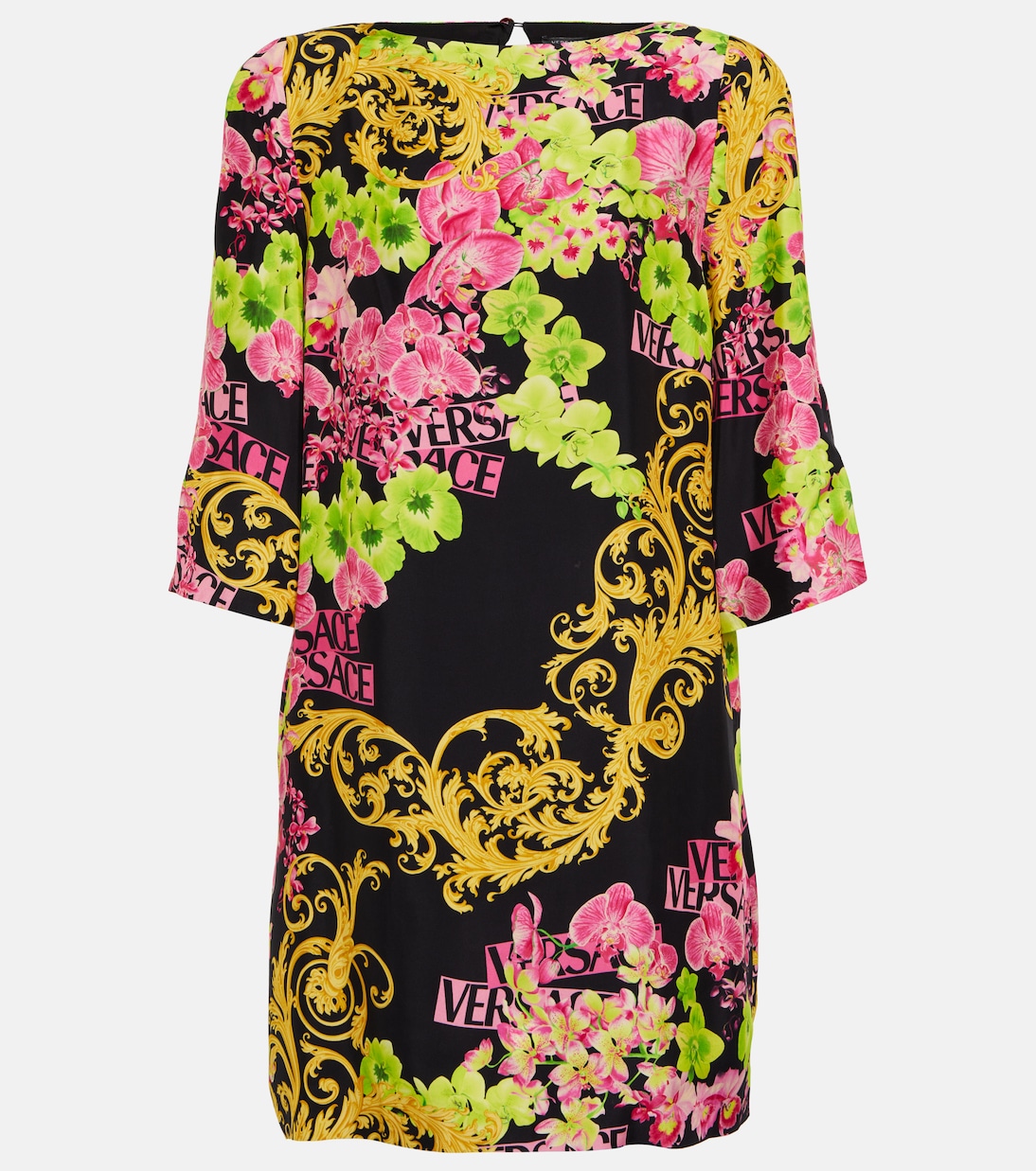 

Мини-платье с принтом Versace, Black+Pink