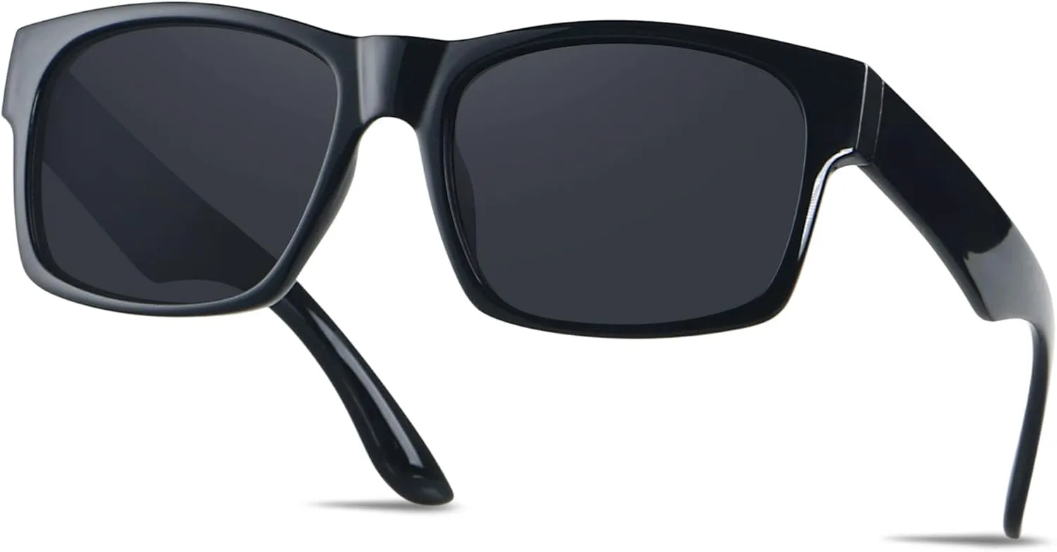 

Солнцезащитные очки LYZOIT Extra Large для мужчин с большой широкой головой, поляризованные, XXL, увеличенного квадратного размера, Glossy Black | Polarized Black