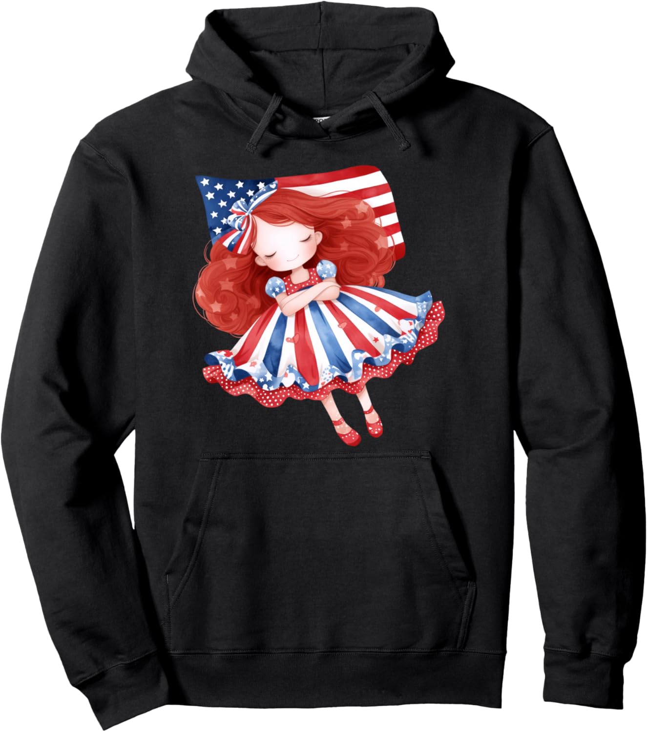 

Симпатичная патриотическая толстовка с американским флагом Girls 4Th Of July Tees Nyc, черный