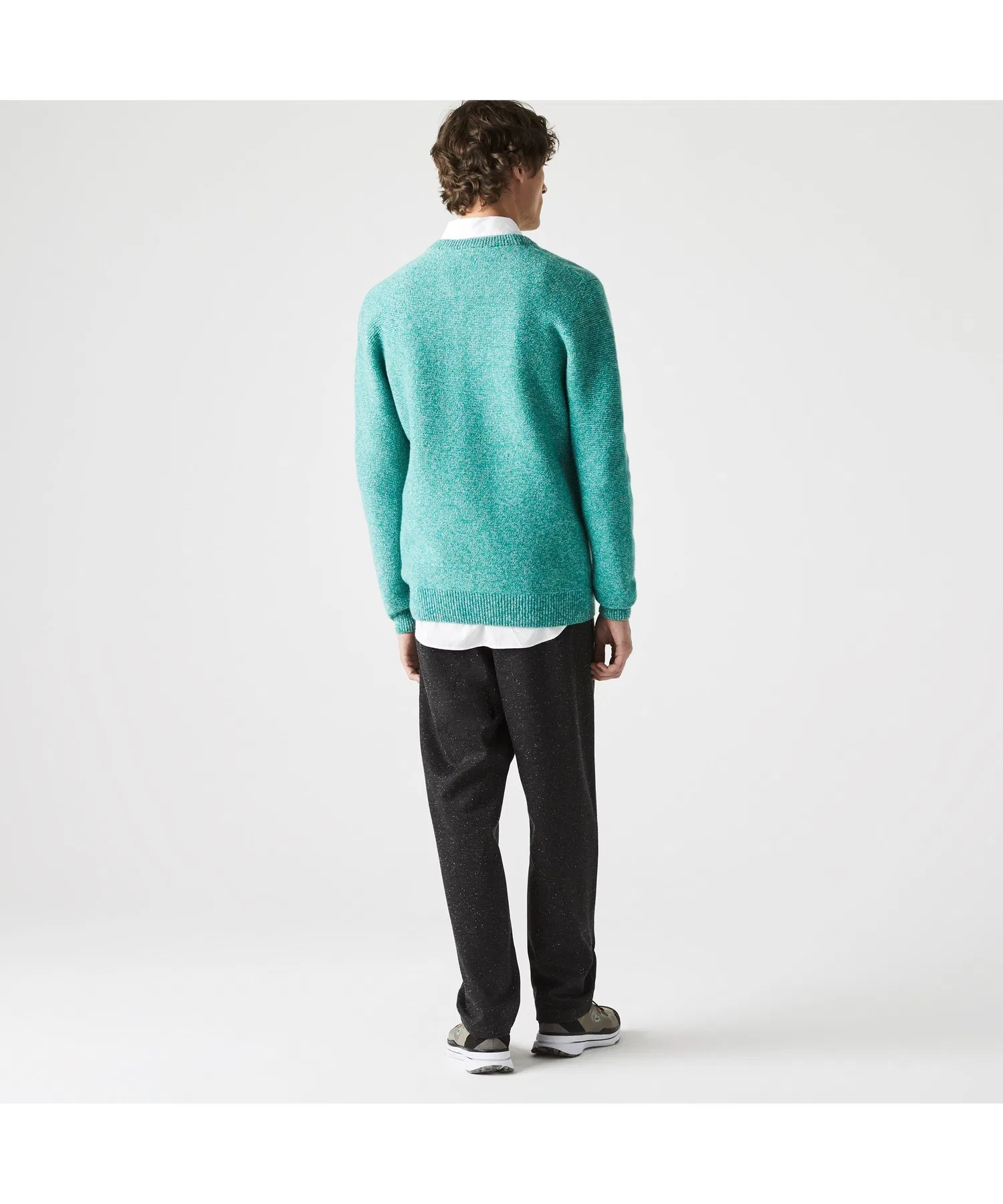 Мужские брюки LACOSTE Tapered из смесового твида чёрные — фото 3