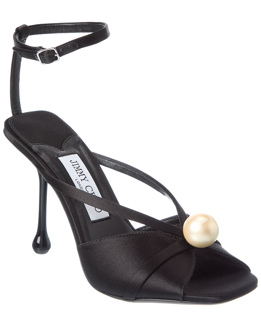 Джимми Чу Сива 95 Атласные босоножки Jimmy Choo, черный