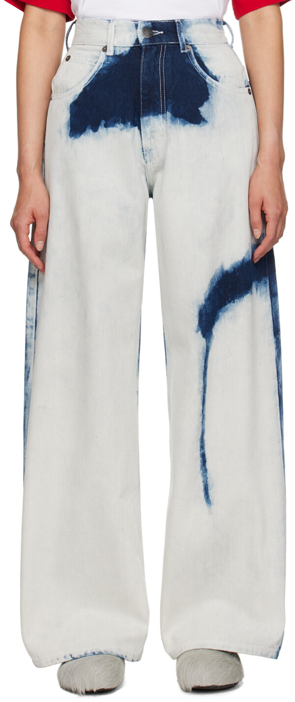 

Синие широкие джинсы Charles Jeffrey LOVERBOY, White bleach