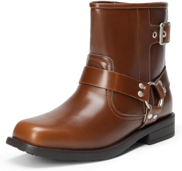 

Боевые ботинки DREAM PAIRS с боковой молнией и короткой голенью, Brown