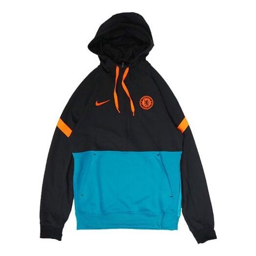

Толстовка Men's Nike Chelsea Contrasting Colors Half Zipper Knit Soccer/Football Casual Blue Black, мультиколор