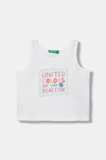Топ детский хлопковый United Colors of Benetton, белый