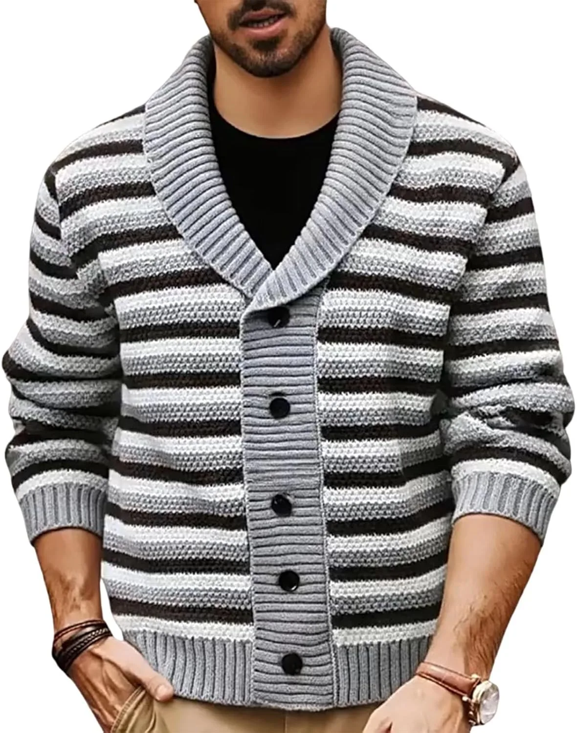 

Кардиган для мужчин striped с воротником шаль Cambkatl