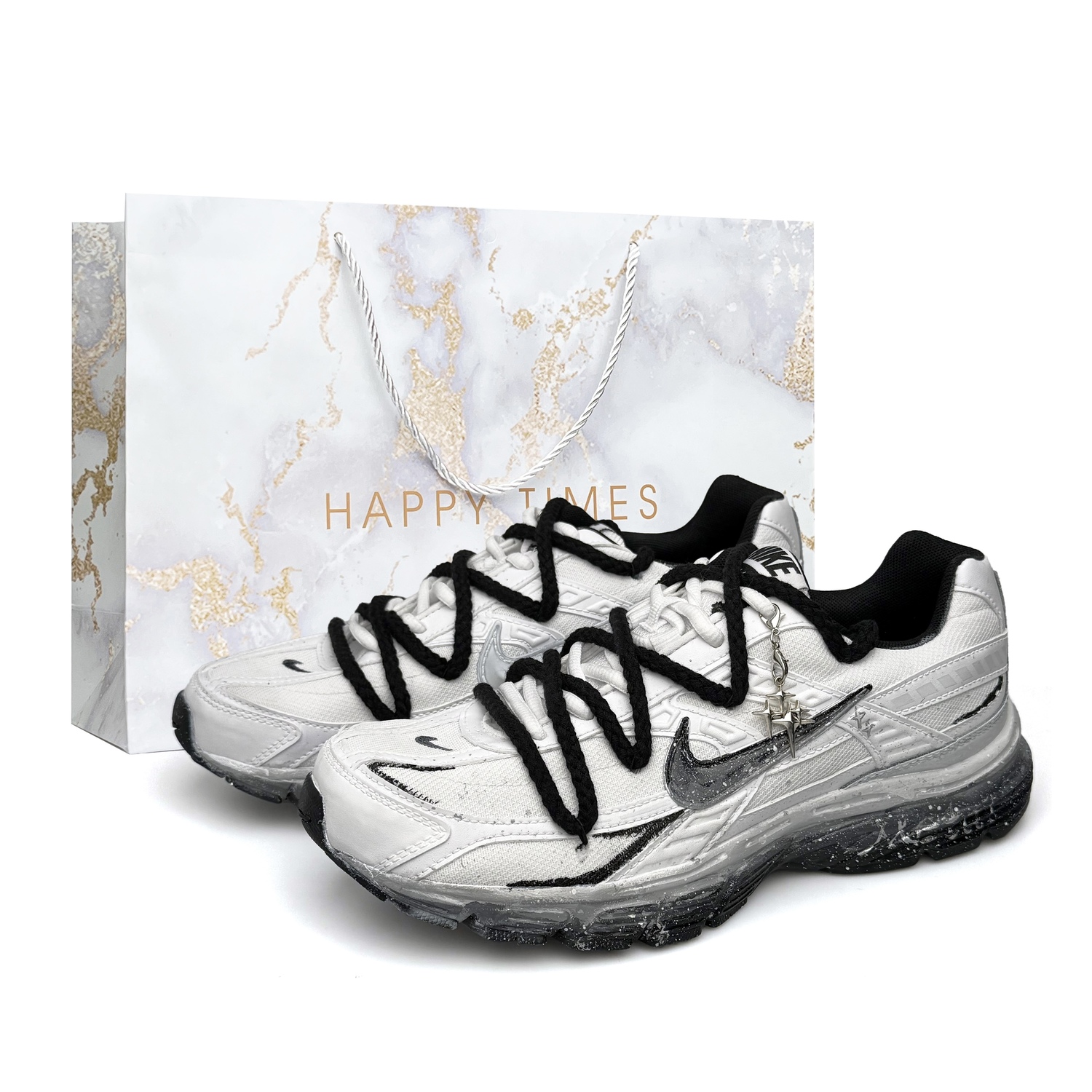 

Nike Кроссовки Initiator Breathable And Lightweight Low top Casual Running Shoes Unisex Black Gray White