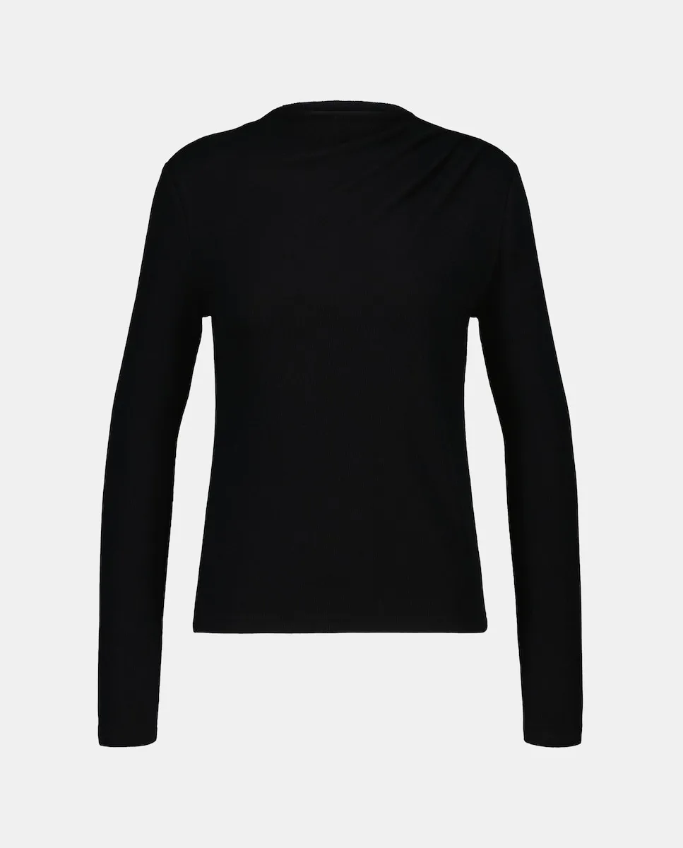 

Женская футболка с длинным рукавом и воротником перкинс Easy Wear, черный