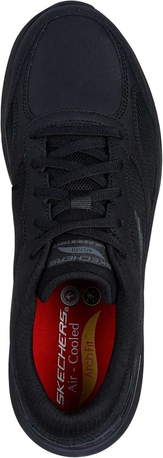 Кроссовки для работы Skechers для мужчин: Arch Fit 2.0 с шнуровкой и противоскользящей подошвой, черный — фото 4