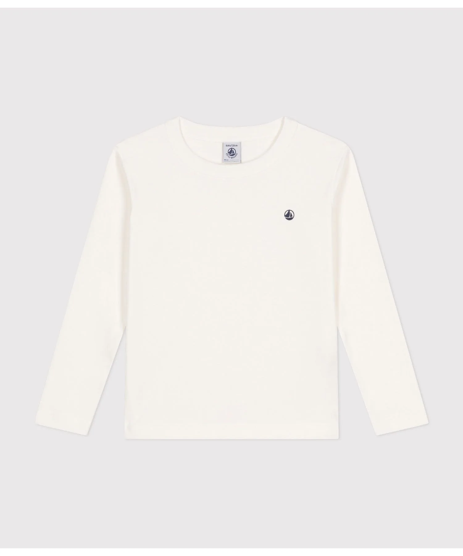 Детская футболка с длинным рукавом Petit Bateau из хлопка белого цвета