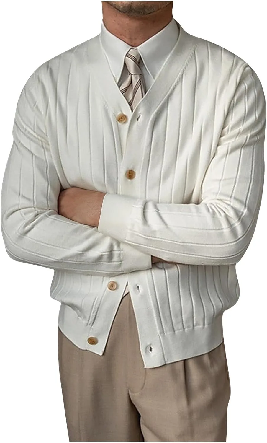 

Кардиган с пуговицами Cambkatl для мужчин, вязаный, с V-образным вырезом