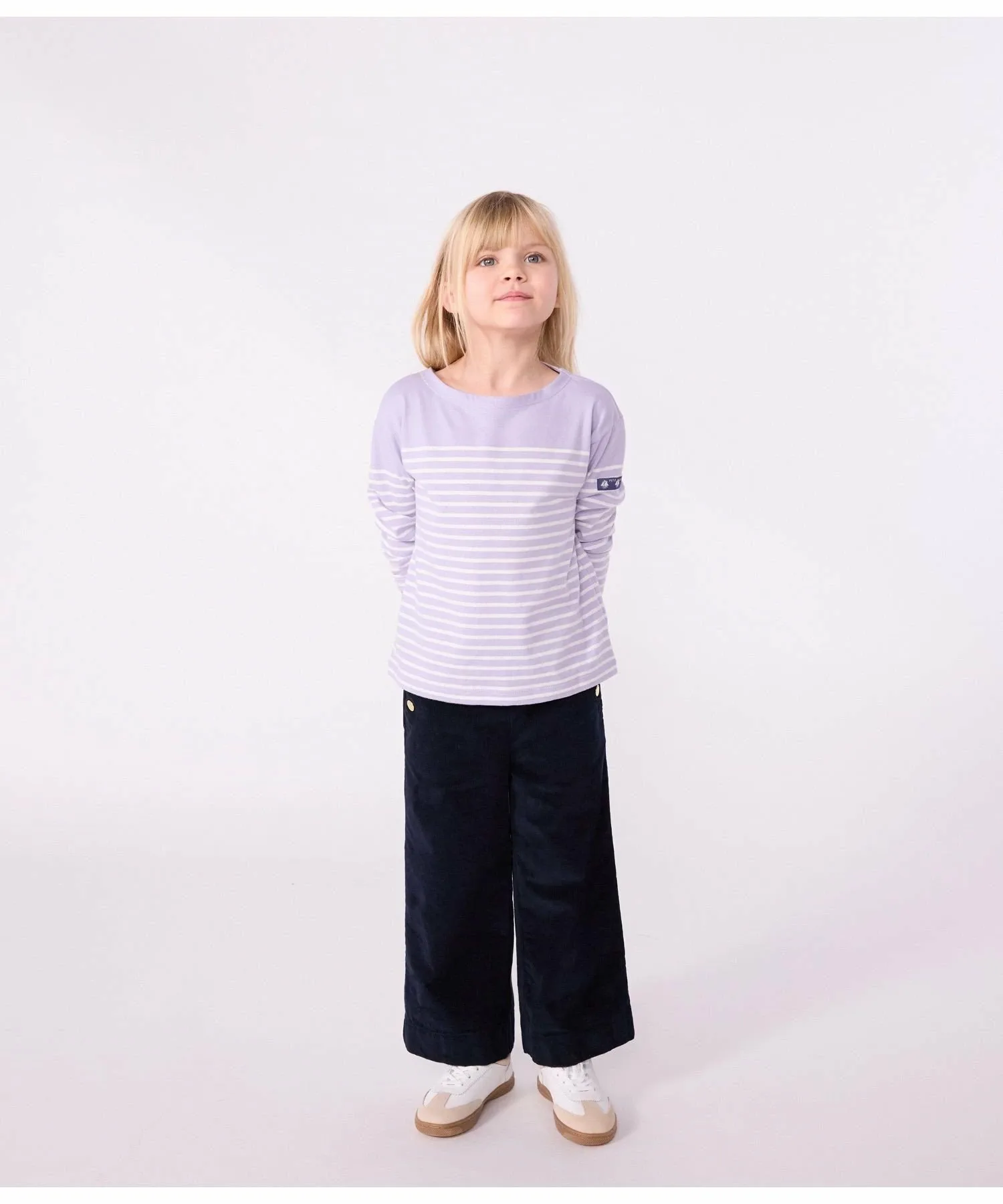 Пуловер мариньер PETIT BATEAU, Purple/Off White — фото 2