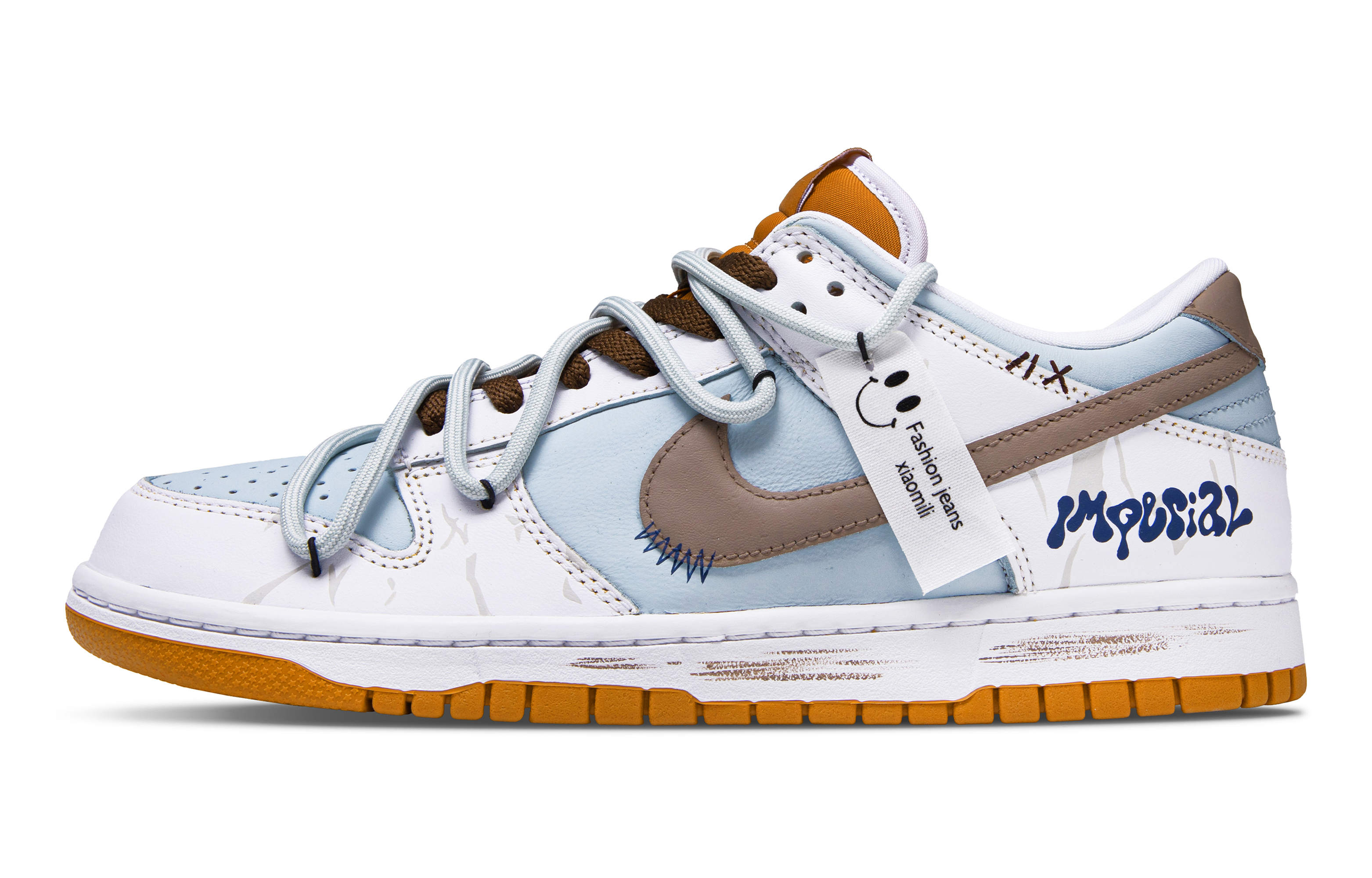 

Nike Кроссовки для скейтбординга Dunk Sunny Slip с противоскользящим покрытием, устойчивые к истиранию, низкие, мужские, белые, синие