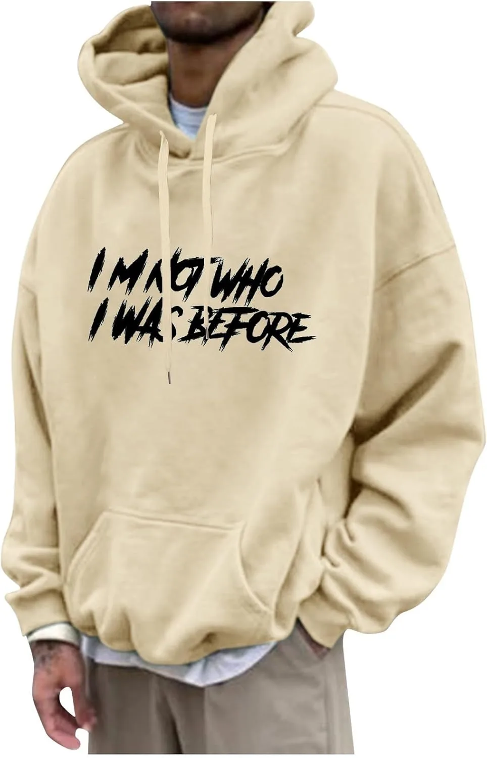 

Мужская толстовка с капюшоном, флисовая подкладка, с принтом и карманом