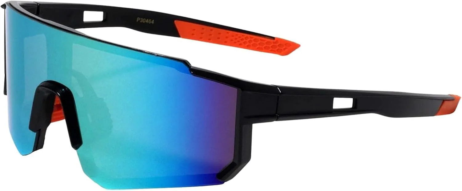 

FLAWLESS EYEWEAR — Спортивные солнцезащитные очки большого размера с обтекаемой формой для мужчин и женщин, для активного отдыха и велоспорта, Black/Green Mirrored