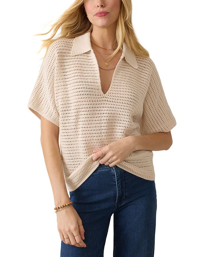 

Свитер с V-образным вырезом Seacoast Polo Faherty, слоновая кость/кремовый
