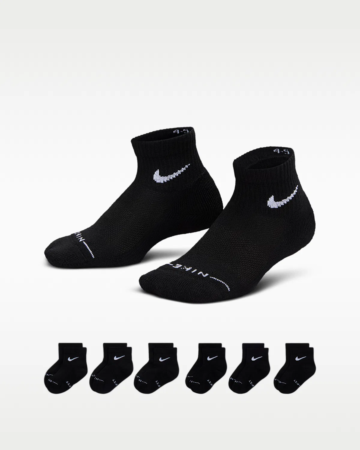 Детские носки Nike Dri-FIT Elevated Everyday (6 пар), Black/White