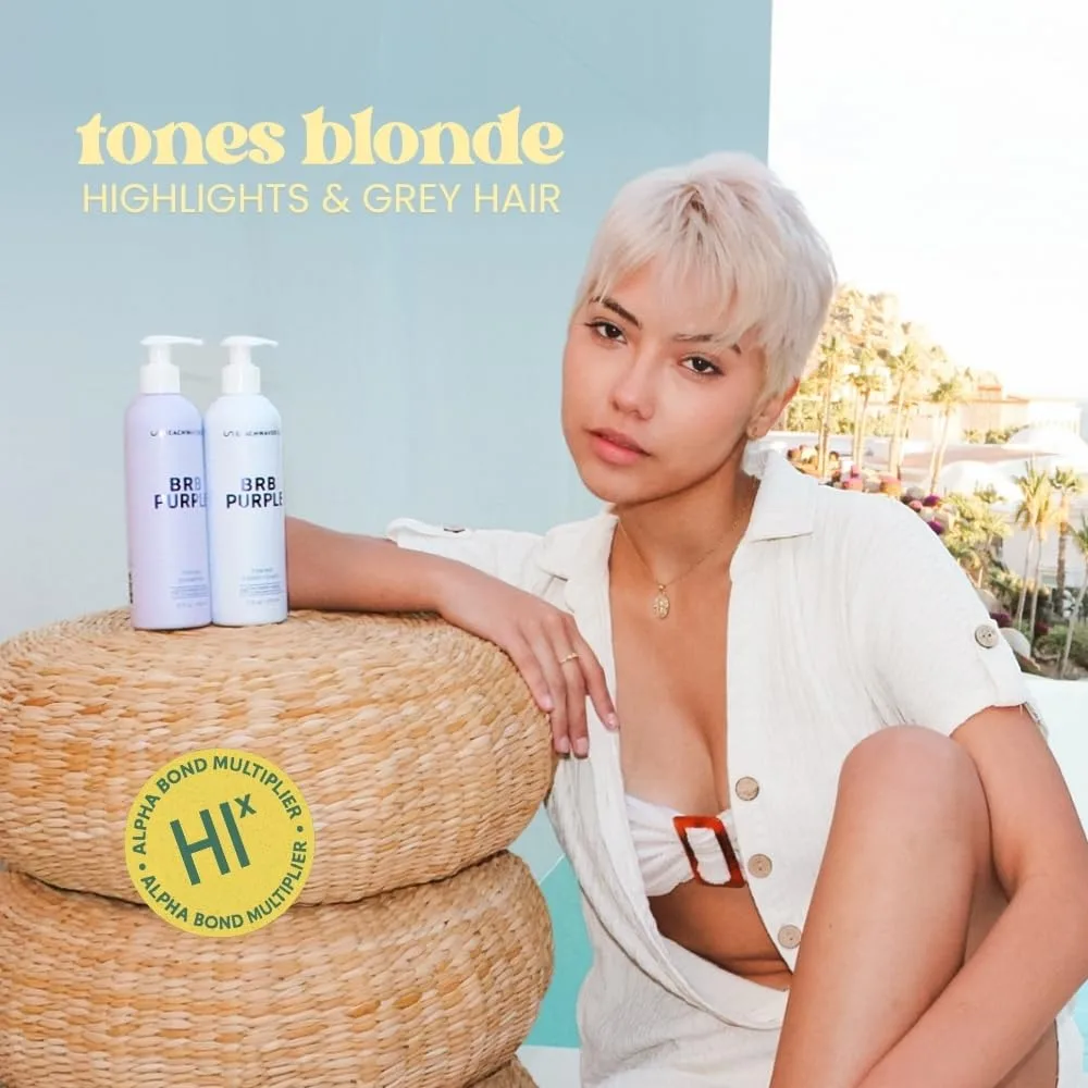 The Beachwaver Co. BRB Blonde Purple Shampoo - полный размер (340 г) | тонирующий кондиционер Anti-Brass с HiX Vegan Bond Multipliers | увлажняющая формула без сульфатов для блонда и седины, grey — фото 3