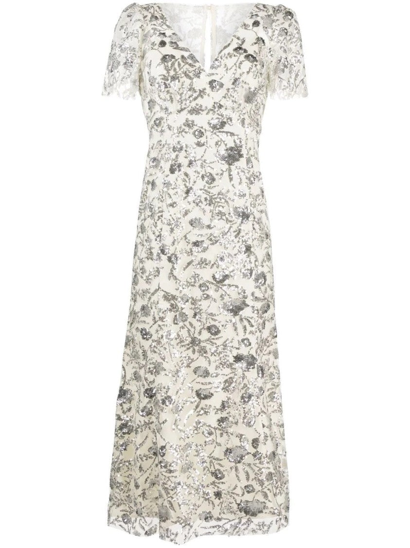 

Шампань миди-платье с пайетками Self-Portrait, белый