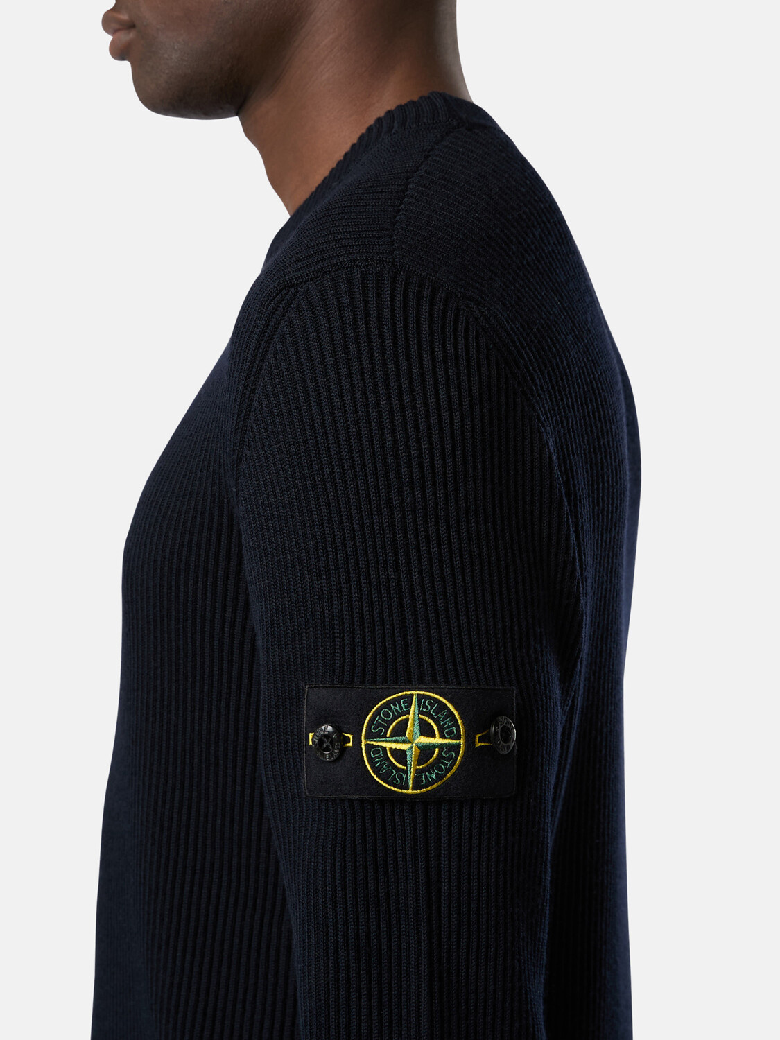 Свитер с круглым вырезом и ребристой отделкой Stone Island 5100053 FULL RIB RWS WOOL, Navy Blue — фото 3