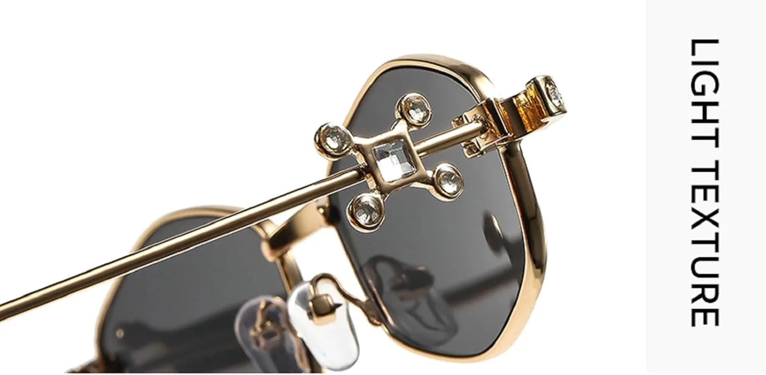 

Модные шестиугольные солнцезащитные очки со стразами для женщин и мужчин в стиле ретро, ​​ромбовидной формы, защита от УФ-излучения UV400 mincl, Gold Black