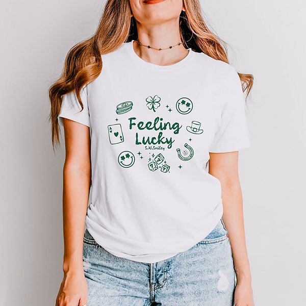 

Футболка с принтом SWSmiley feeling lucky Simply Sage Market, White, Белый, Футболка с принтом SWSmiley feeling lucky Simply Sage Market, White
