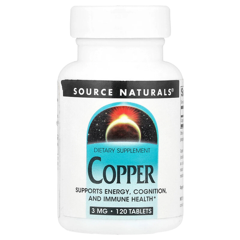 

Source Naturals, Медь, 3 мг, 120 таблеток