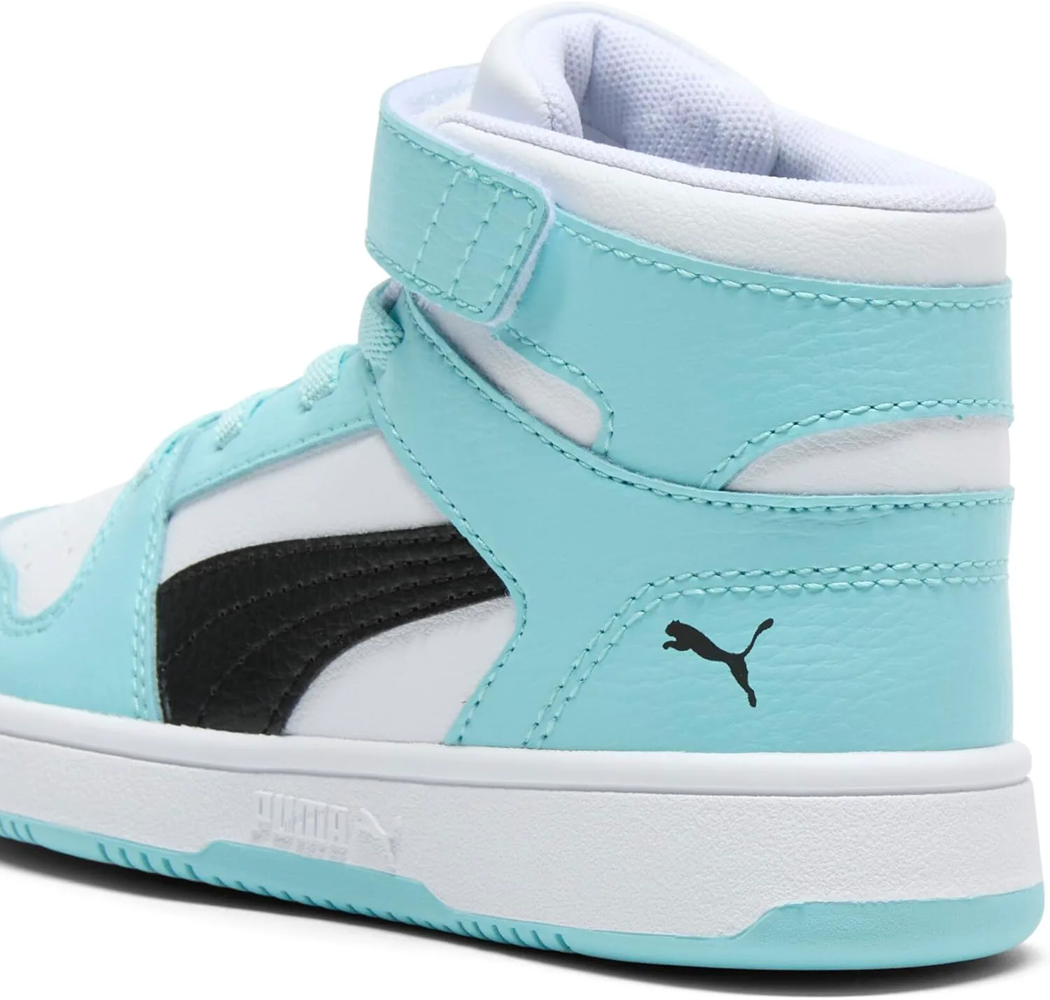 Кроссовки PUMA для детей Rebound Layup Mid на липучках, белый/черный — фото 2