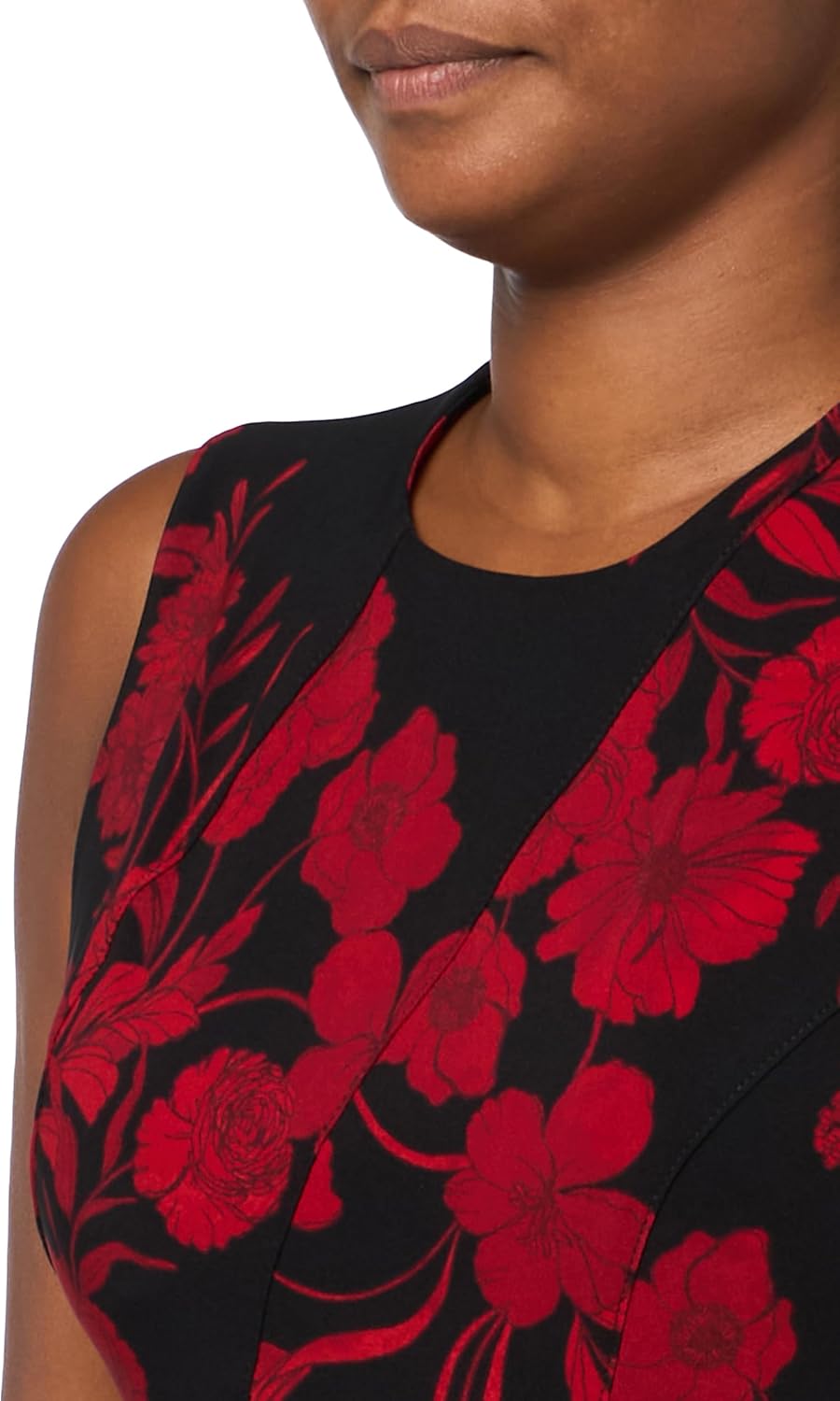 Женское платье Tommy Hilfiger Salon без рукавов с эластичным принтом Vita Floral, Black/Scarlet — фото 3