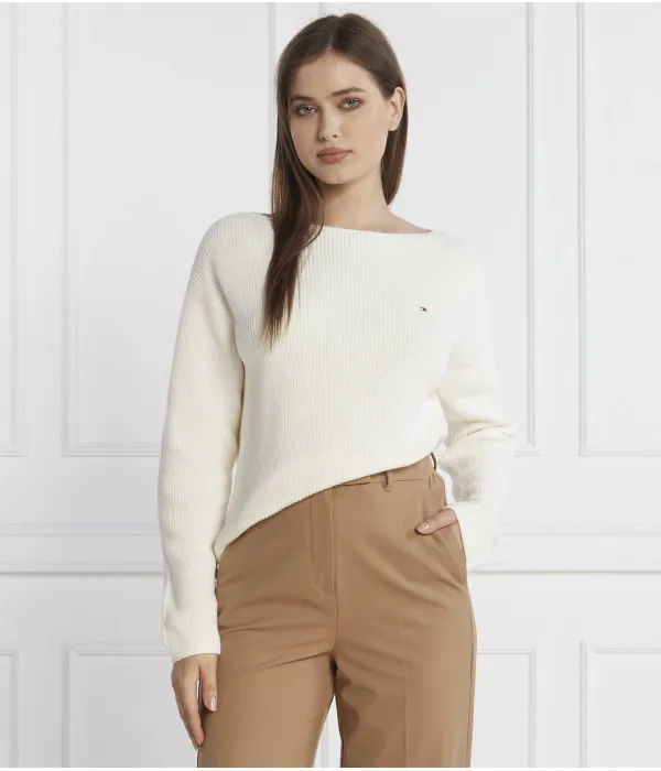 Свитер с открытым швом Regular fit Tommy Hilfiger, белый — фото 3