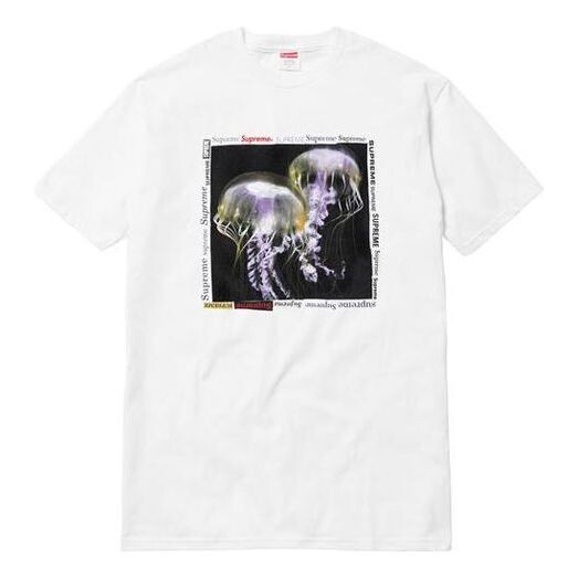 

Футболка ss18 jellyfish tee white printing short sleeve Supreme, белый