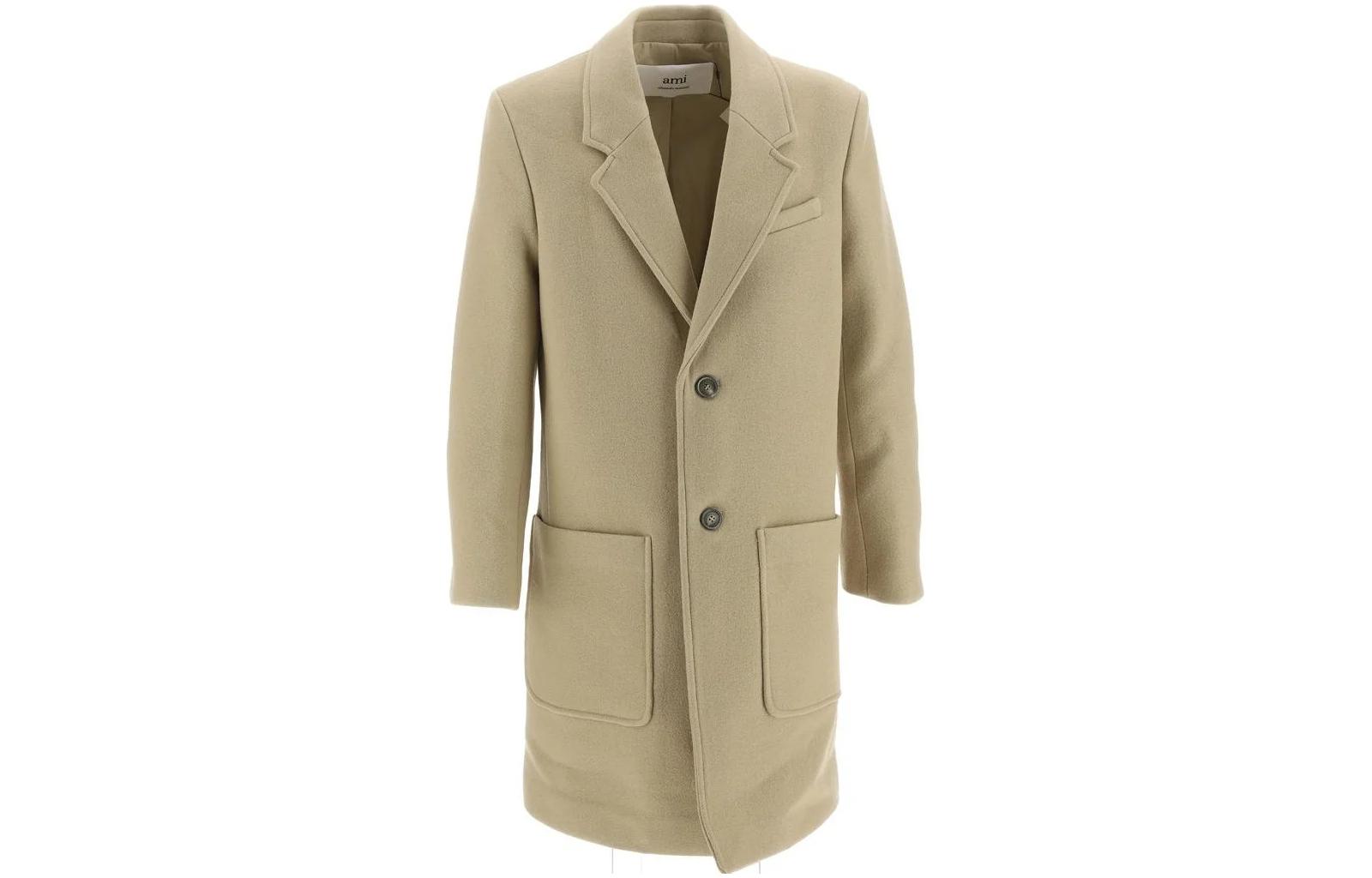 

Однобортное пальто Ami Paris Virgin Wool AMIPARIS, бежевый