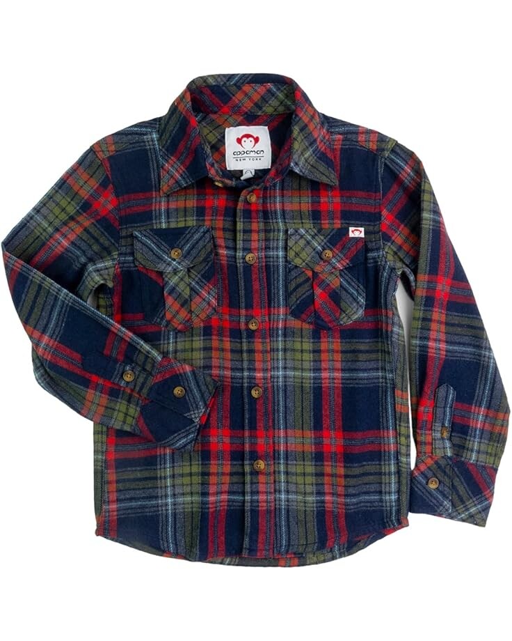 

Рубашка Appaman Kids Flannel Shirt, цвет Navy/Cranberry Plaid