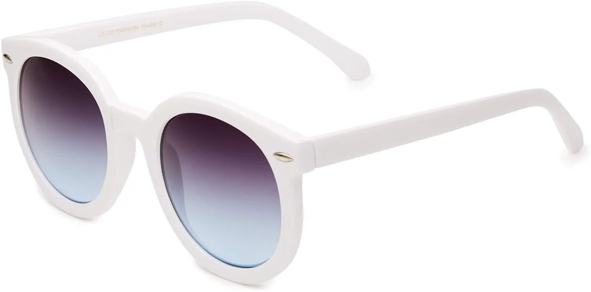 

Круглые солнцезащитные очки в стиле ретро для женщин с защитой от УФ-излучения UV400, модные дизайнерские очки с большими круглыми линзами LEICO FASHION, White | Blue